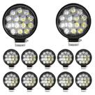 12x Farol De Milha 14 Led 42w 12v/24v Redondo Off-road 6000k
