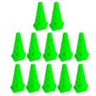 12x Mini Cone Sinalização Esportivo 23cm Agilidade Furado VERDE