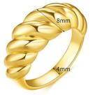 14k Ouro Banhado Croissant Dome Ring Trançado Ouro Trançado Pl