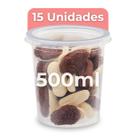 15 Potes de Plástico Redondo 500ml C/ Tampa Bolo de Pote Sorvete Açaí - BP Potes