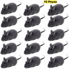15 Ratos Ratinho Vinil Veludo Maleavel Apito Brinquedo Gatos