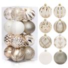 16 Enfeites de Bola de Natal 6 cm Plástico Branco Champagne 16 Enfeites de Bola de Natal 6 cm Plástico Branco Champagne