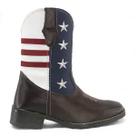 1611KP-Bota Texana Infanto-Juvenil couro nobre desenho USA preto