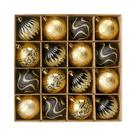 16PCS Enfeites De Natal Em Forma De Bola Com Padrão De Floco De Neve E Listras, Decoração Para 16PCS Enfeites De Natal Em Forma De Bola Com Padrão De Floco De Neve E Listras, Decoração Para