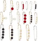 18 peças falso pérola broche pinos suéter xale clipes de pérolas artificiais broche alfinetes de segurança elegante pérola cardigan colar broche clipes para mulheres