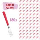 180 Garfos Vermelho Aço Inox Plástico Luna Casa Almoço