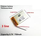 (1pc) Pilha Bateria 3,7v 750mah 4mm X 34mm X 50mm