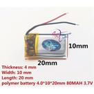 (1pc) Pilha Bateria 3,7v 80mah 4mmx10mmx20mm 401020 2 Fios