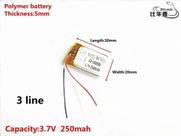 (1pcs)bateria 3 Fios 502030 C/ 250mah 5mmx20mmx30mm 3,7v -
