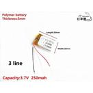 (1pcs)bateria 3 Fios 502030 C/ 250mah 5mmx20mmx30mm 3,7v -