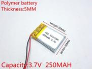 (1pcs)bateria 502030 C/ 250mah 5mmx20mmx30mm 2 Fios 3,7v -