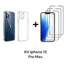 1UN Capa Anti Impacto Capinha Transparente + 3UN Películas 3D De Vidro Para Iphone 13 PRO MAX