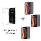 1UN Capa Anti Impacto Capinha Transparente + 3UN Películas Privacidade Fosca 9D Para Iphone 11 PRO MAX