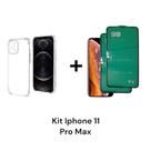 1UN Capa Capinha Anti Impacto + 2UN Películas De Cerâmica Flexível para Iphone 11 PRO MAX