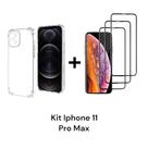 1UN Capinha Anti Impacto + 3UN Películas 3D Vidro P/ Iphone 11/ 11PRO / 11PRO MAX/ 12 / 12MINI / 12PRO / 12PRO MAX