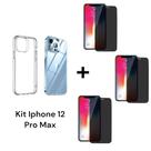 1UN Capinha Capa Anti Impacto para Iphone 12 PRO MAX + 3UN Películas 3D De Vidro Privacidade