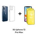 1UN Capinha Transparente Anti Impacto + 2UN Película Fosca Flexível 9D Para Iphone 13 PRO MAX