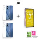 1UN Película Fosca 9D Flexível Para Moto G04 + 2UN Capa Capinha Transparente Anti Impacto