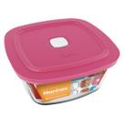 1UNI Pote Quadrado de Vidro c/ Tampa Cor Sortida 500ML Marinex