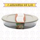 1uni Travessa Sobremesa 1,6L Vidro Fricassê Frezeer Forno Tampa