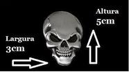 2 Adesivos Carro Moto Caveira Crânio Metal 3d Cromado