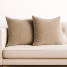 2 Almofadas Cheia Veludo Sofa Decorativa 45x45 Bege Escuro