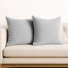 2 Almofadas Cheia Veludo Suede Sofa Decorativa 45x45 Cinza