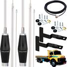 2 Antena Inox 1,40m Alongador 60cm Cabo 5,5m Mb Cara Preta Parafusos Anti-Furto