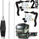 2 Antena Mini Maria Mole Inox Px 1,40m Alongador 60cm Suporte Dianteiro Volvo Vm Parafusos