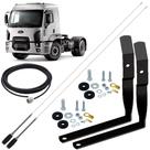 2 Antena Móvel Inox Px 1,40m Alongador 15cm Suporte Dianteiro Ford Cargo Cabo 5,5m Parafusos Fixar