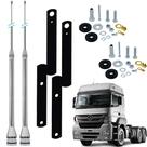 2 Antena Móvel Px Inox 2,70 metros Alongador 60cm Parafusos Anti-Furto Suporte Traseiro Mercedes Benz Axor