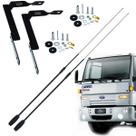2 Antena Px Bobinada Black Argentina 1,63m + Suporte Dianteiro Frontal Ford Cargo Parafusos
