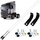 2 Antena Px Inox Mini Maria Mole 1,40 metros Alongador 15cm Suporte Frontal Scania Parafusos Fixação