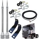 2 Antenas Inox 2,70 metros alongador prolongador 60cm pl-2003 + Suportes Caminhão Scania 124 + cabo 5,5 metros