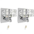 2 Arandela Cristal Prata K9 Interna Para Lavabo Bet38 + Led 2 Arandela Cristal Prata K9 Interna Para Lavabo Bet38 + Led