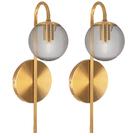 2 Arandela Esfera de Vidro Fume Dourado Cabeceira Dhora Lup33