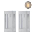 2 Arandela Externa Retangular 3 Lados 25cm E27 Branca Fachada Zan89