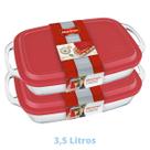 2 Assadeiras Com Tampa Seletta 3,5L Retangular Vidro Marinex 2 Assadeiras Com Tampa Seletta 3,5L Retangular Vidro Marinex