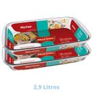 2 Assadeiras Travessas Vidro 2,9L Retangular Nadir Marinex