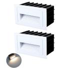 2 Balizador Externo De Embutir Led 3000K Escada Muro Branco Zan42