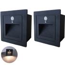2 Balizador Led Embutir Sensor Presença Parede Preto Lup72 2 Balizador Led Embutir Sensor Presença Parede Preto Lup72