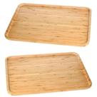 2 Bandeja de Bambu Retangular Churrasco e Decorar 24x14 Cm