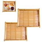 2 Bandejas Bambu Artesanal Retangular Servir Com Alça 31cm