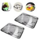 2 Bandejas em Aço Inox Retangular 36cm Para Servir Garçom