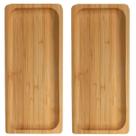 2 Bandejas Petisqueira de Bambu Retangular 28cm Decoração