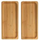 2 Bandejas Petisqueira de Bambu Retangular 28cm Decoração