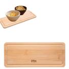 2 Bandejas Tábua Retangular em Bambu 28cm Café Decoração