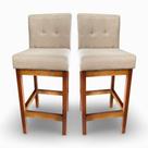 2 banquetas alta c/ encosto tokio linho bege g2home
