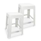 2 Banquetas Branca Plástico Multiuso Resistente 100kg