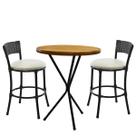 2 Banquetas Forts Baixa Fibra Preto Ferro Pintura Eletrostática com Bistrô e Assento Branco